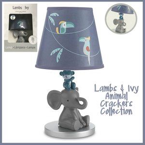 Lambs & Ivy Elephant Lamp in Grey/Blue